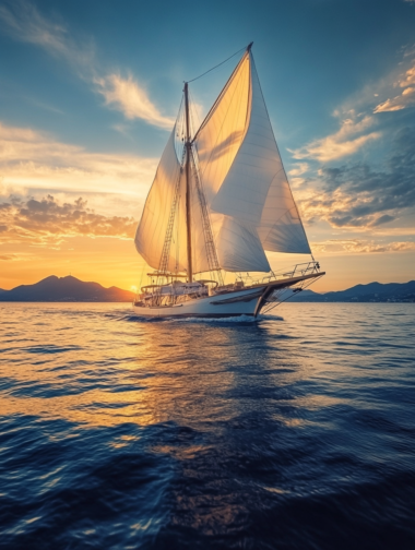 sailing boat at sunset