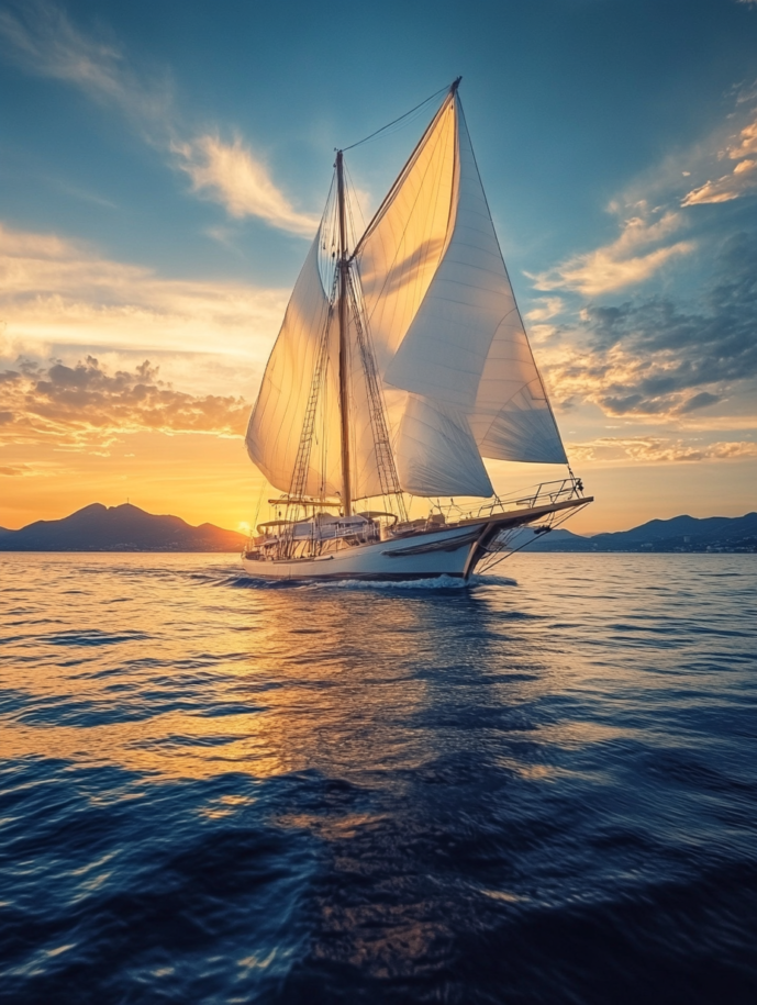 sailing boat at sunset